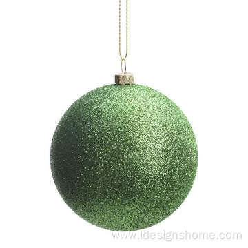 Green Plastic Baubles Glitter